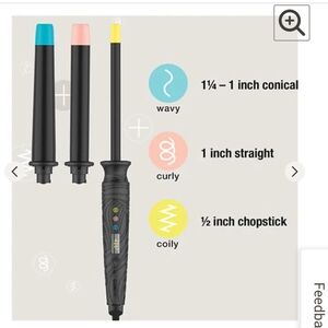 Interchangeable Curling Wand Set - Black